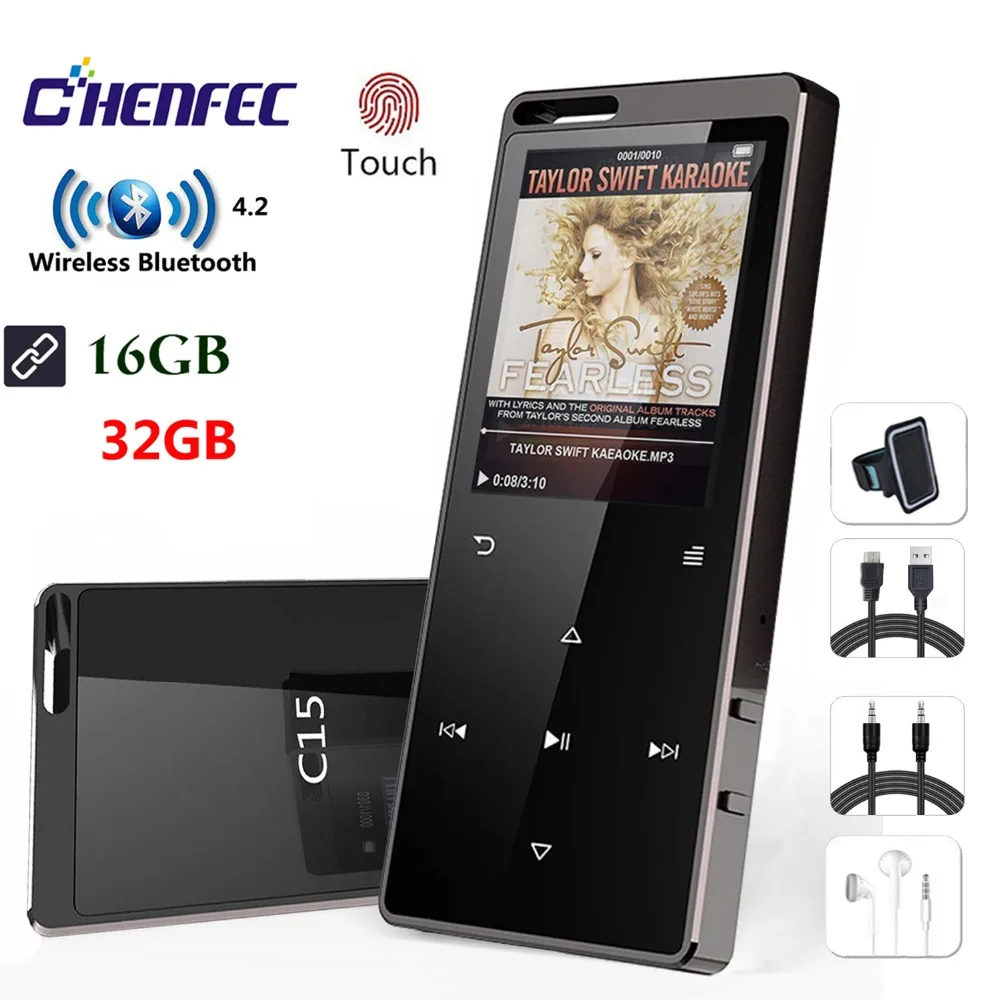 Bluetooth4.2 MP3 Player 16G Touch Key hifi Portable Music Player With