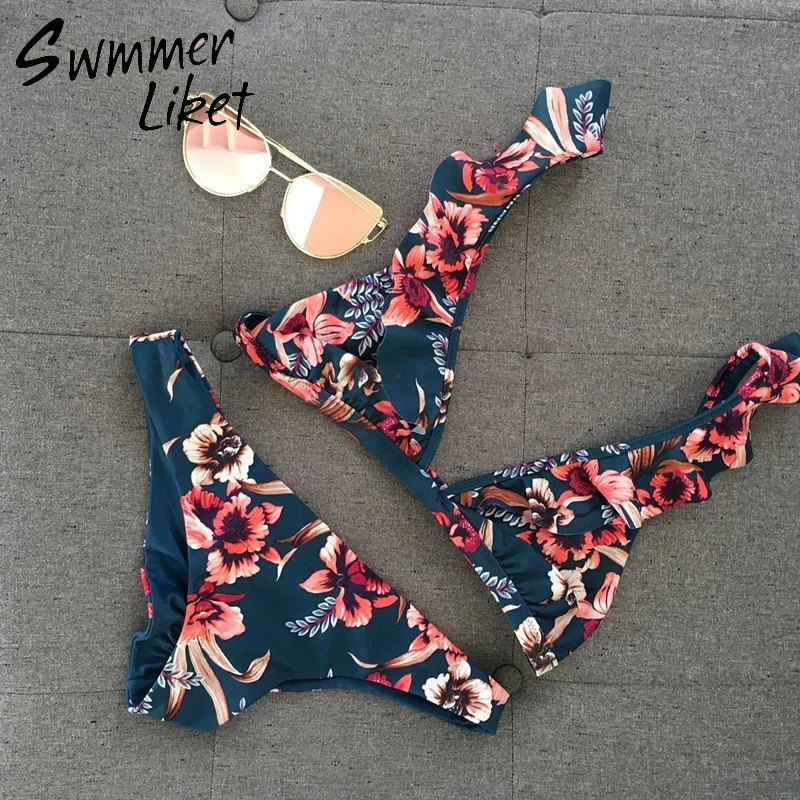 Bandage micro bikini set 2018 Push up sexy swimsuit female Solid ruffle swimwear Brazilian bathing suit summer bathers biquini Bandage micro bikini set 2018 Push up sexy swimsuit female Solid ruffle swimwear Brazilian bathing suit summer bathers biquini