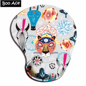 

Floral & Tiger Pattern 3D Mouse Pads with Silicone Gel Wrist Rest Gaming Mousepads 2Way Fabric