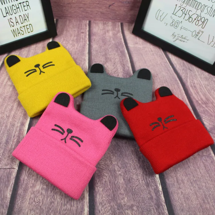 

2018 new arrival cute Baby wool hat baby Solid cat wool cap Autumn Winter warm Children Accessories Photo Props cap for 1-3T