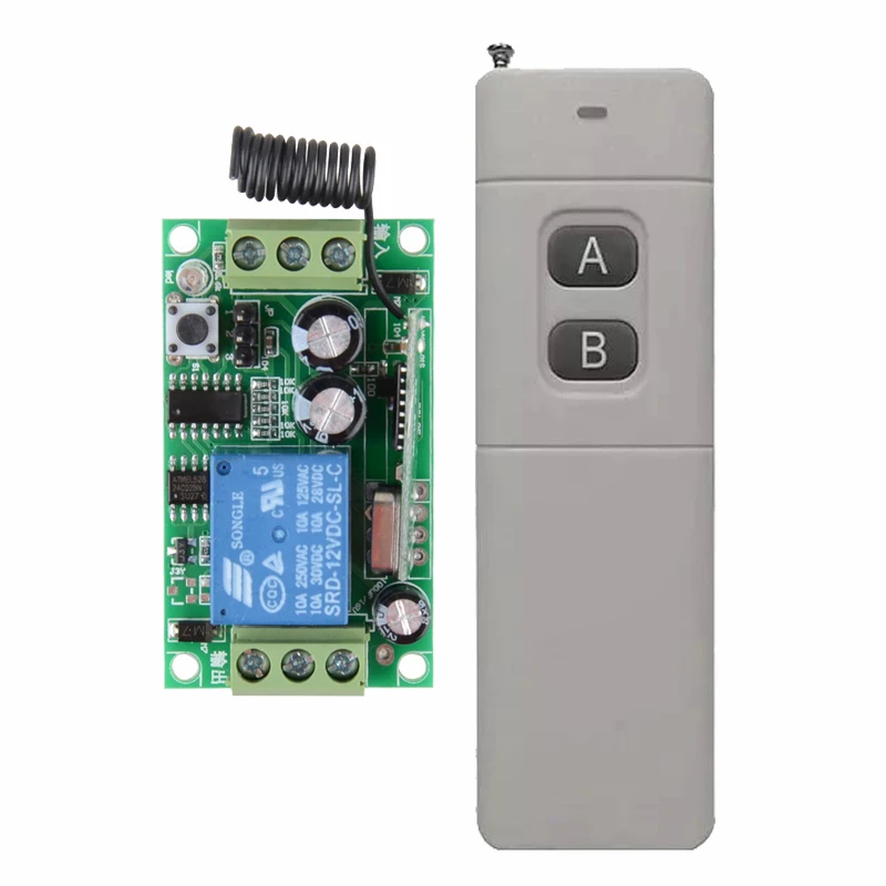 

DC 12V 1 CH 10A Relay 3000m Long Range Remote Control Switch Receiver Transmitter Learning Light Lamp Wireless Switch 315/433MHZ