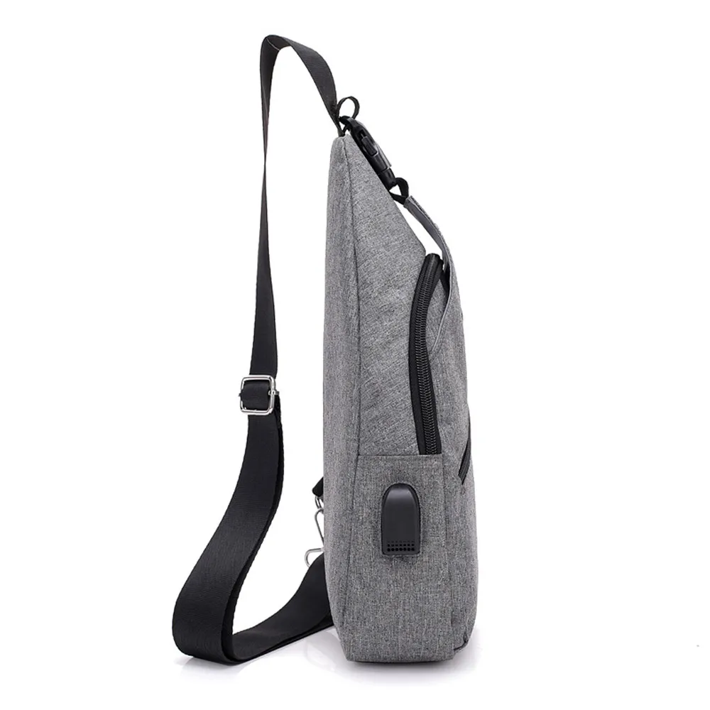 Высококачественная Мужская сумка на плечо, повседневная мужская однотонная USB холщовая дорожная военная сумка-мессенджер, сумка на плечо, нагрудная сумка