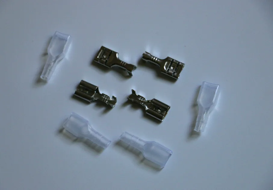 

25 sets 6.3mm Thickness=0.4mm Faston Crimp Terminal 250 Female Connector Transparent Sheath insulation Spring Self-locking Plug