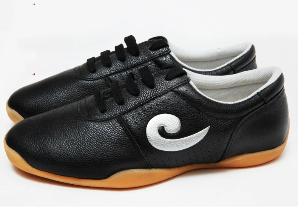 black leather training shoes