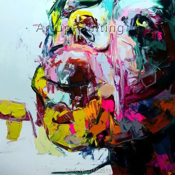 

Palette knife painting portrait Palette knife Face Oil painting Impasto figure on canvas Hand painted Francoise Nielly 15-6