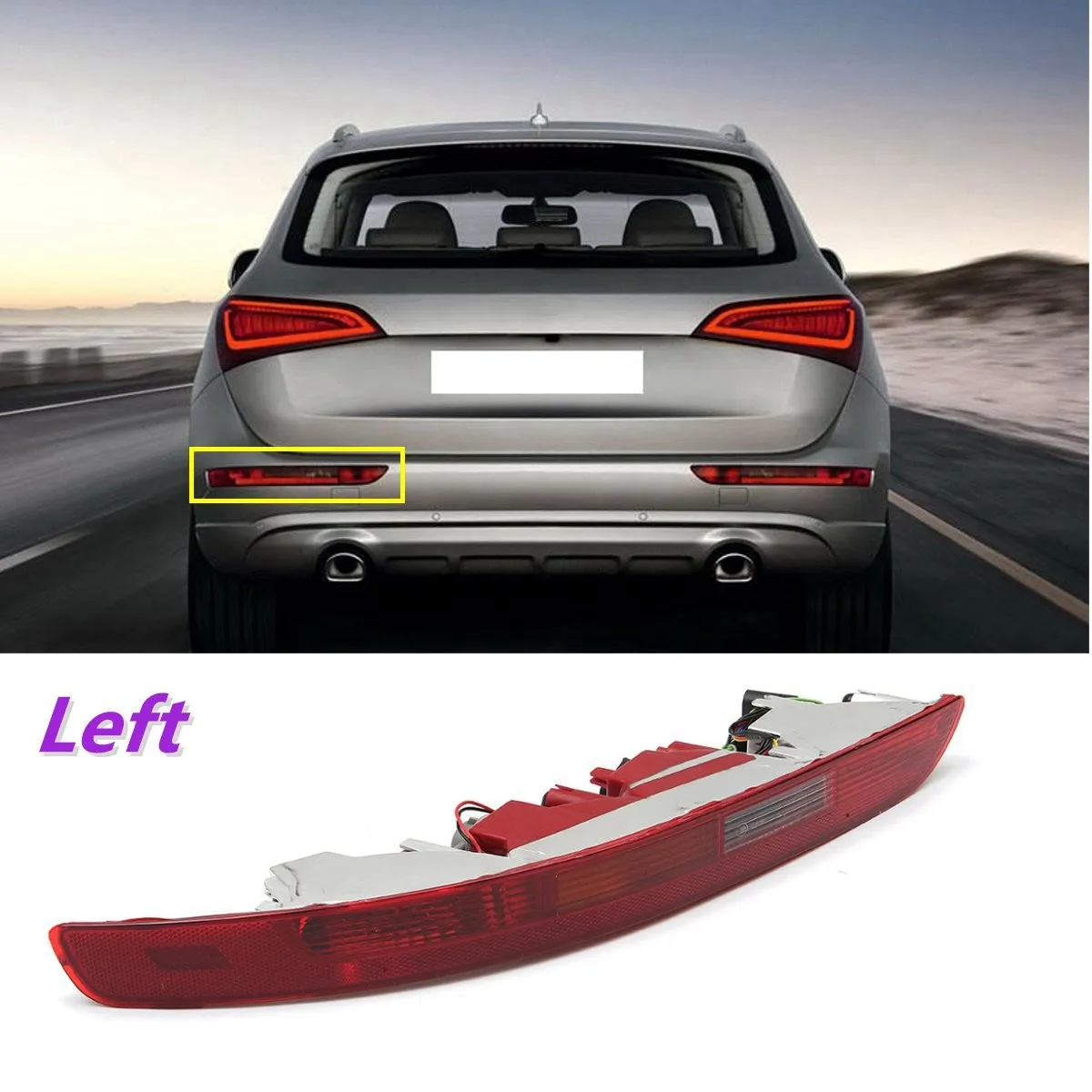

Rear Left Side Brake Parking Warning Fog Tail Light Lamp Bumper Cover For Audi Q5 2.0T 2009-2015 #8R0 945 095 B