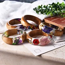 2018 New Handmade Resin Bangle Bracelet with Real Wood Purple Dried Flower Bohemia Style Bangle Christmas Gift 2018 New Handmade Resin Bangle Bracelet with Real Wood Purple Dried Flower Bohemia Style Bangle Christmas Gift
