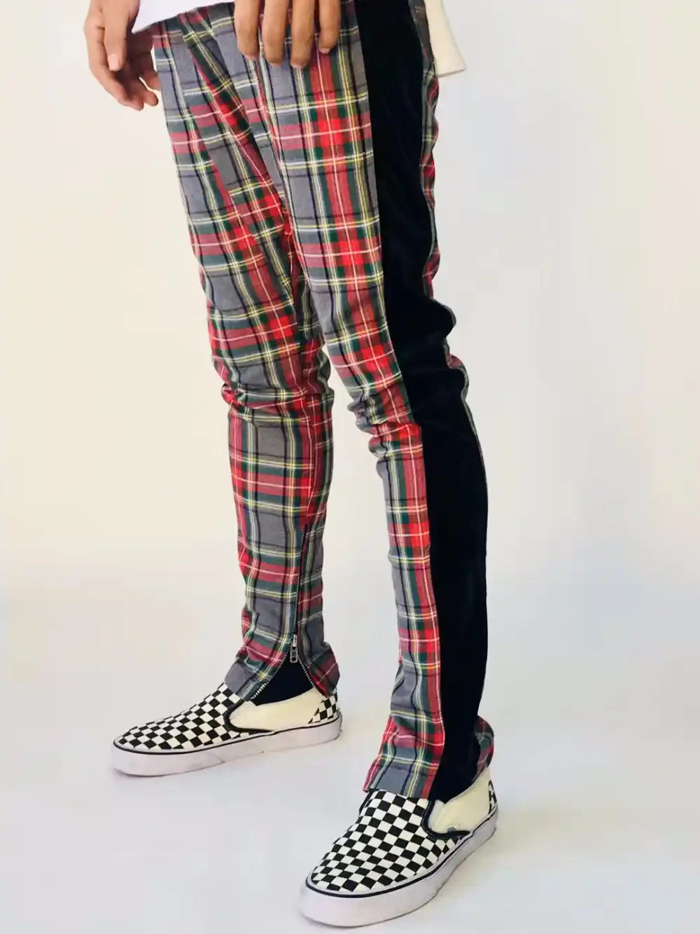 black and red plaid pants mens