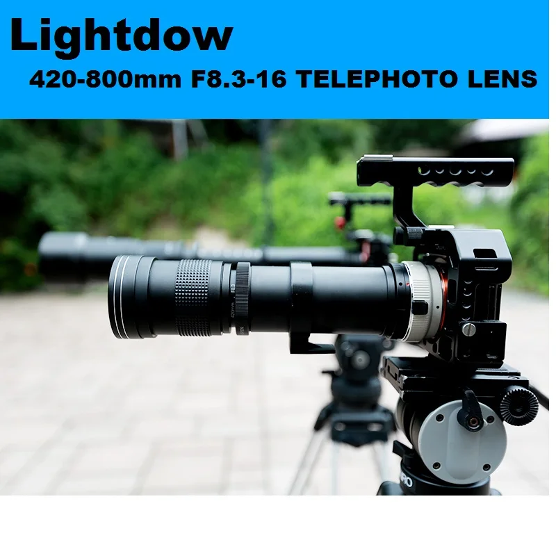 Lightdow 420-800 мм F8.3-F16 супер ручной телефото зум-объектив+ T2-NEX переходное кольцо для sony E-Mount camera NEX-5R/5N/5C, A7 A7R