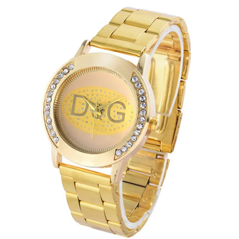 Montre Femme 2018 Новые Роскошные бренды DQG Кристальный Золотой металлический сетчатый