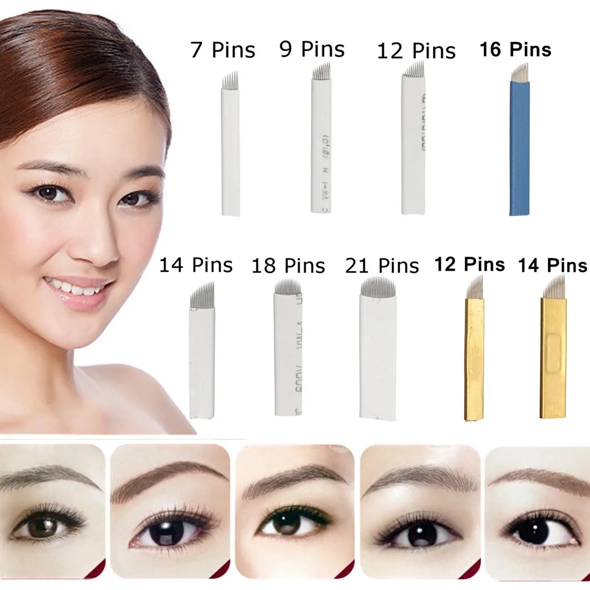 

10Pcs/Set U Shape Bevel Blades Eyebrow Tattoo Needles Permanent Microblading Needles For 3D Embroidery Manual Tattoo Pen Parts