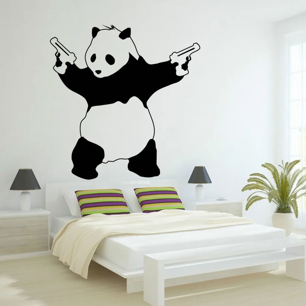 Большой плохая панда Бэнкси гангстера Пистолеты стены Переводные картинки виниловые Стикеры для Спальня