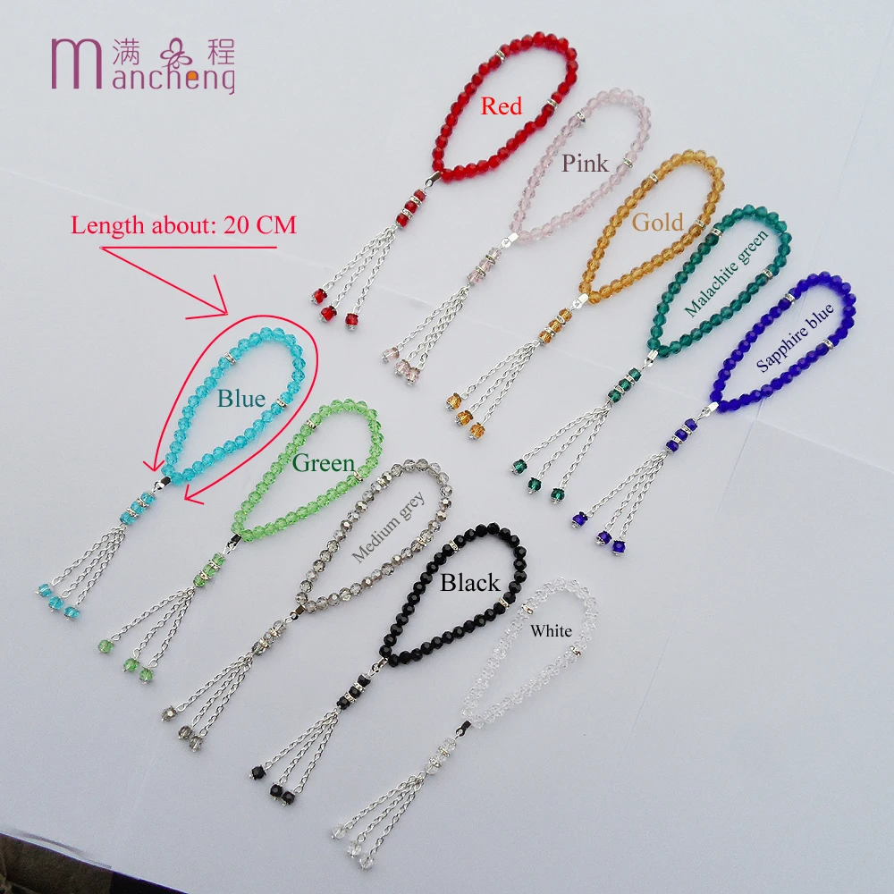 11Color 2 Rupee 33Beads Muslim Crystal Bracelets Women Men Tasbih Prayer Glass Beads Bracelet Islam bracelet jewelry