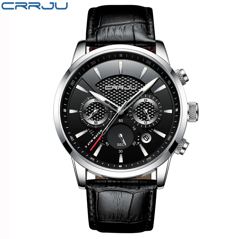 CRRJU New Fashion Sport Quartz Watches Men Luxury Business Leather Watch Waterproof Wristwatches Male Clock Relogio Masculino - Image 3