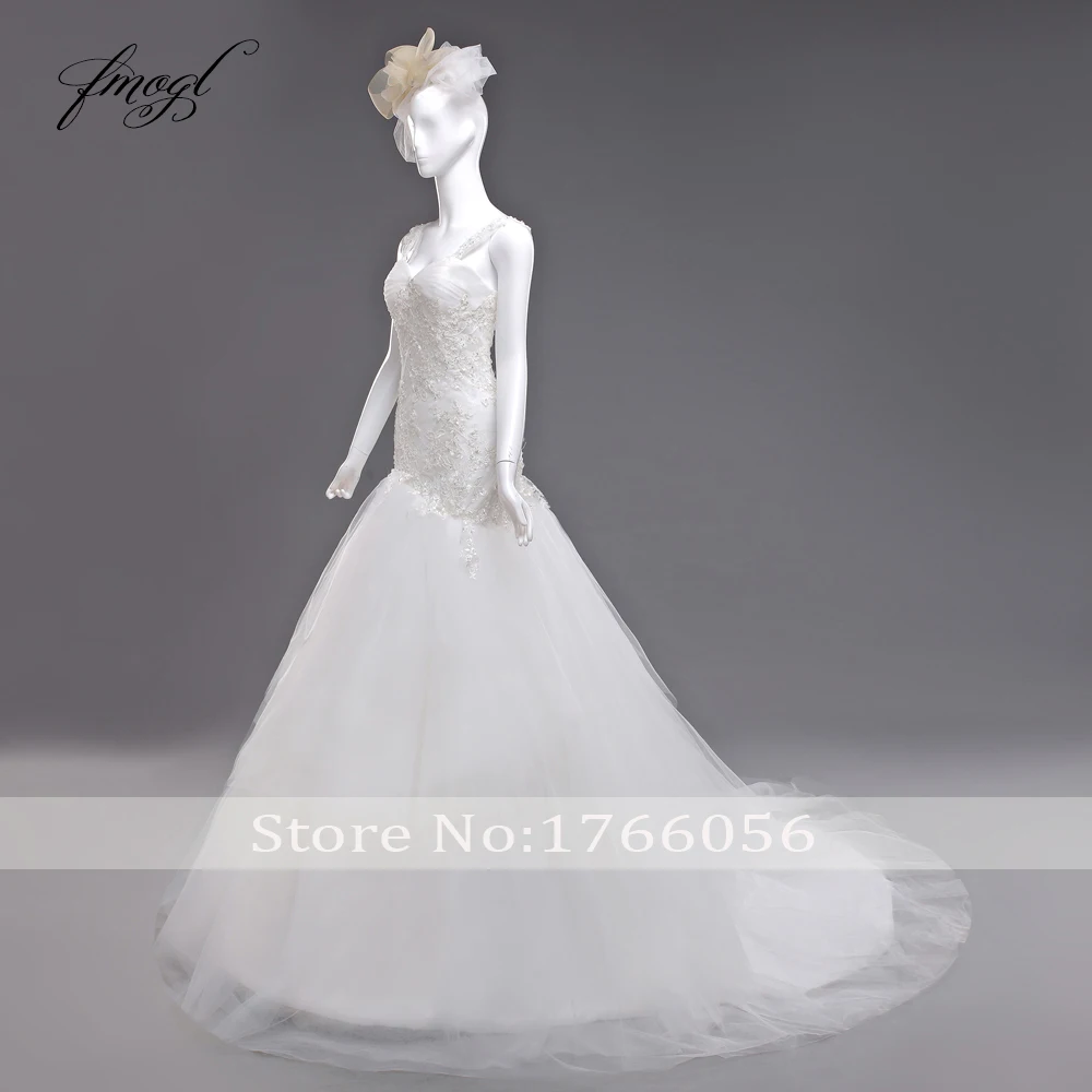 Fmogl Vestido De Noiva Милая Русалка Свадебные платья 2019 аппликации из бисера Часовня