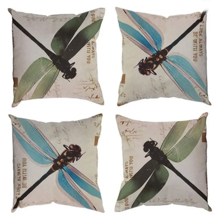

Countryside Animal Cotton Linen Room Bed Chair Throw Pillows Cover Dragonfly Pillowcase Cushion Dragonfly Pillow Case D35M24