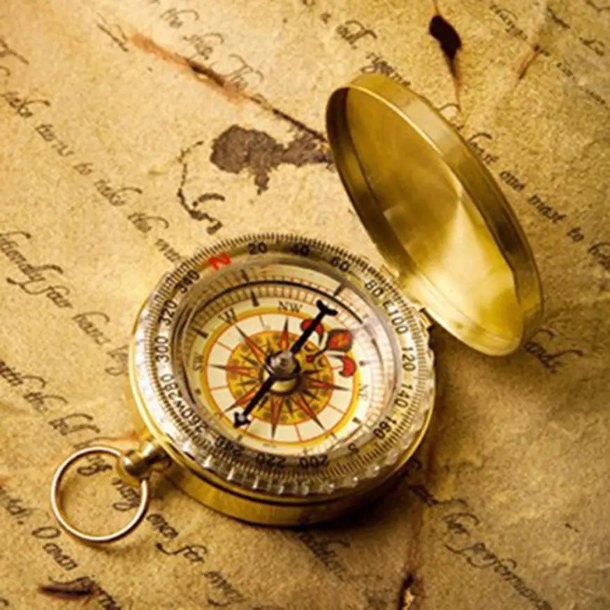 

Professional Brass Pocket Watch Style Outdoor Camping Hiking Sighting Equipments Luminous Compass Navigation Keychain Compass