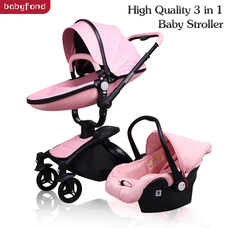 

Brand Aiqi baby strollers 360 rotate leather folding light baby car 3 in 1 baby pram