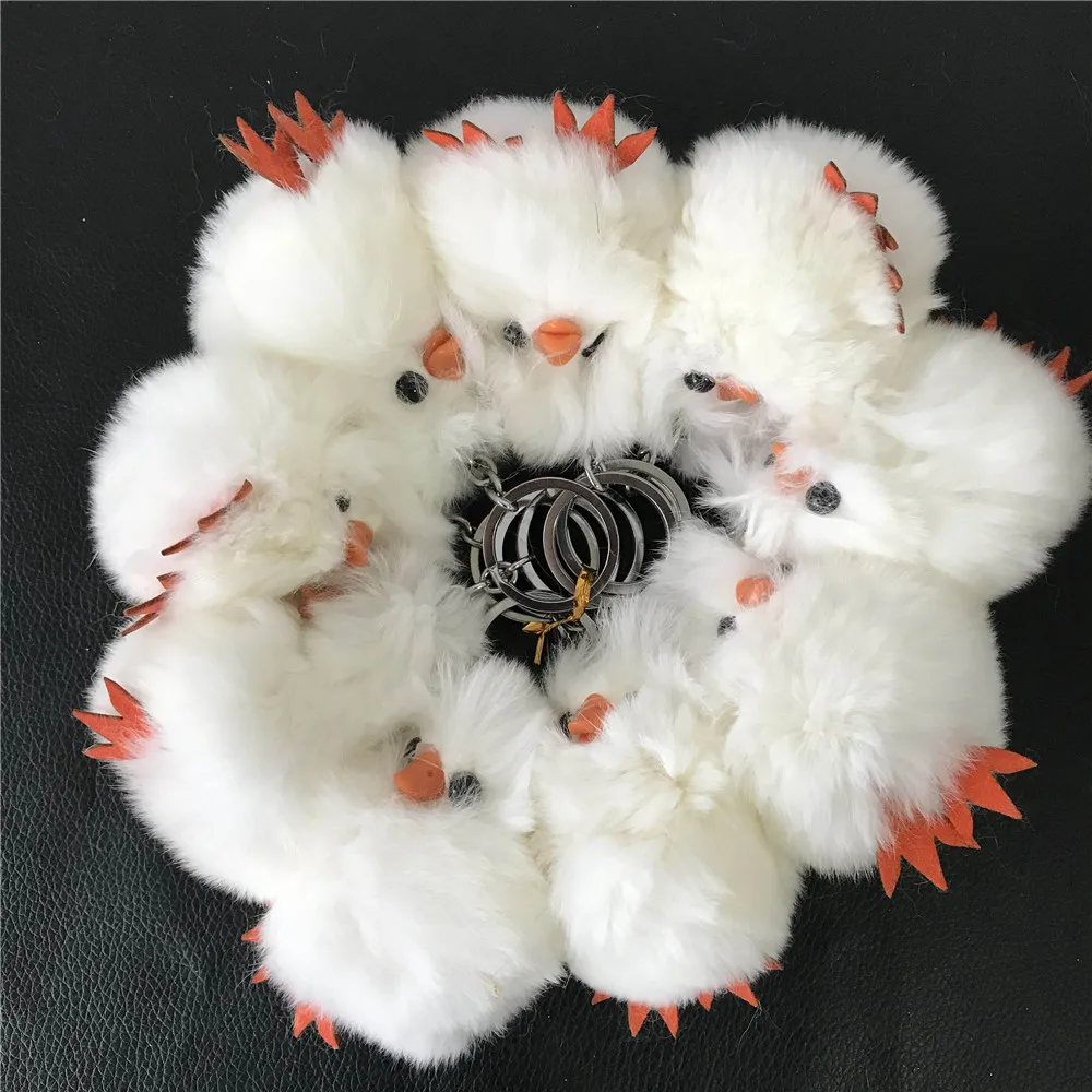 

Magicfur - 1PC Real Rex Rabbit Fur Chick Duck Charm Pompom Keychain Handbag Charm Key Ring Purse Keyring Pendant Accessories