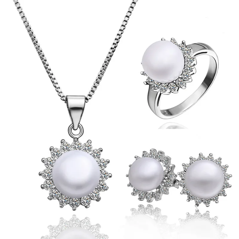 Free shipping High quality Pearl jewelry Set, Fashion hot sale platinum
