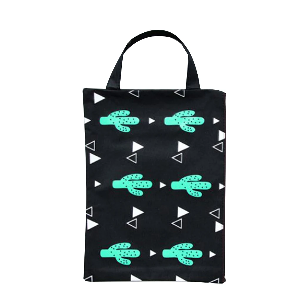 

A4 Size Cactus Pattern Oxford Cloth Mesh Document Bags File Organizer with Handles for Home Office School Students Teachers