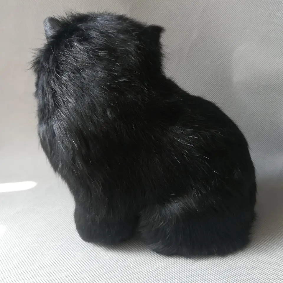 Настоящая жизнь игрушка Черная Сидящая кошка полиэтилен и меха около 18x15 см котенок модель игрушка для декорирования квартиры подарок d0557