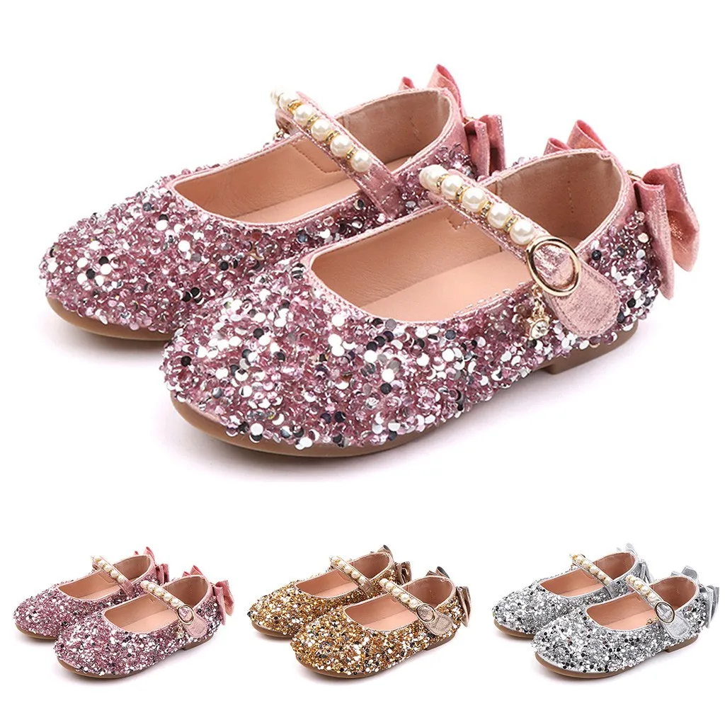 

2019 new children's clothing Kids Baby Girls Bow Solid Beach Single Princess Shoes dance children's shoes casual shoes F1