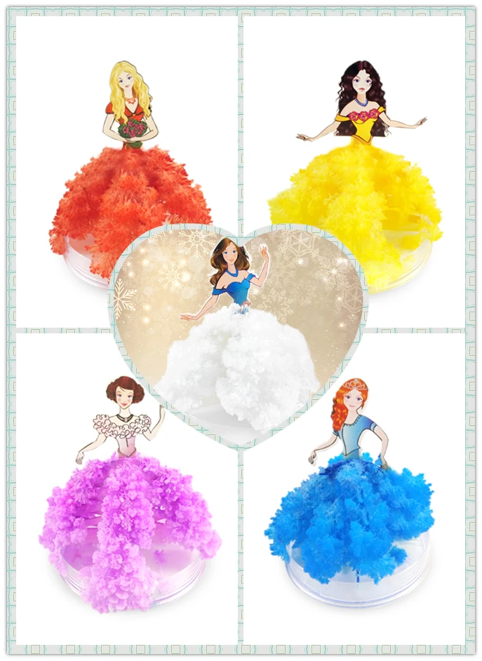 

2019 11x8cm DIY Color Magic Growing Paper Dress Tree Kit Magical Grow Princess Trees Wunderbaum Science Toys For Children 5PCS