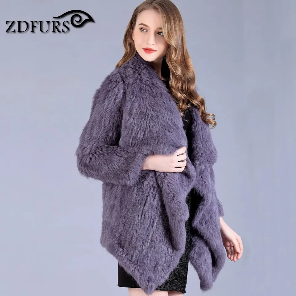 ZDFURS * натуральная Шуба из меха кролика Модная женская вязанная шапка кролиного