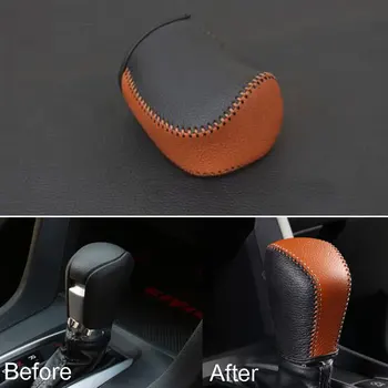 

1pcs Black&Brown Gear Shift Knob Head Grip Cover Shell Trim Bezel Car Accessories Fit For Honda Civic 2016-2017 Car Styling