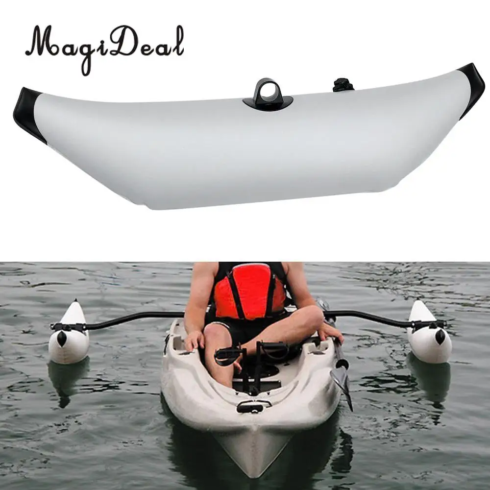 2Pcs Marine Kayak Fishing Beginners White PVC Inflatable Outrigger Stabilizer & 2Pcs Universal Kayak Scupper Plugs Stopper