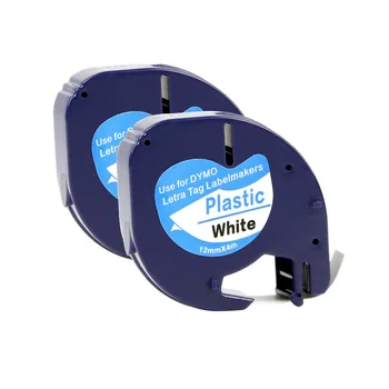 

Hot Selling 2pcs/lot Comaptible DYMO LetraTAG Plastic Tape 12mmx4m Black on White Label LT 91201