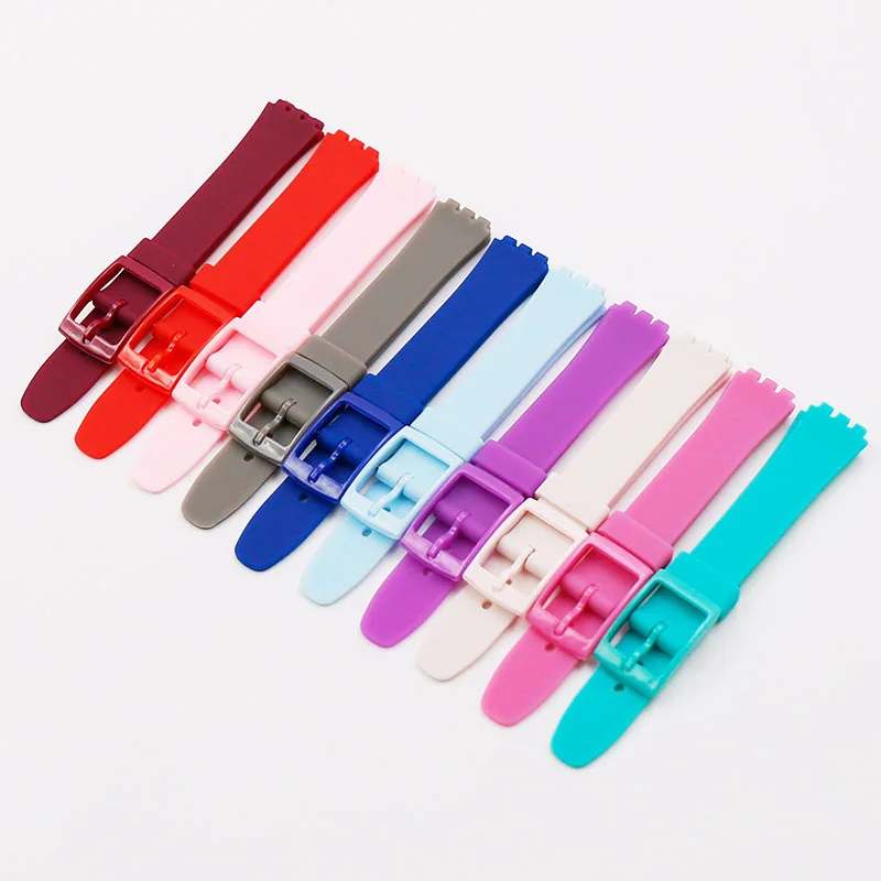 Ремешок силиконовый для часов Swatch 12 мм LW143 LS116 LL115LM141 Модный женский браслет с