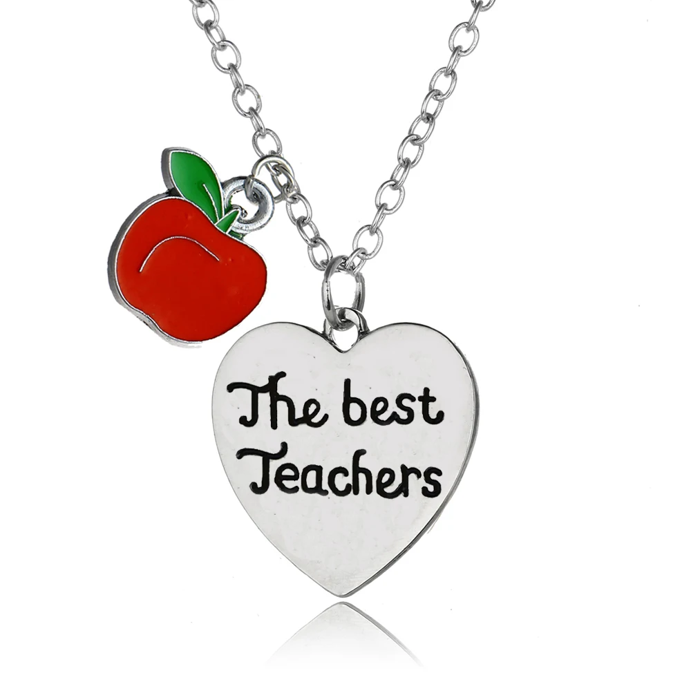New The Best Teachers Apple Pendant Gifts For Teacher Necklace Love