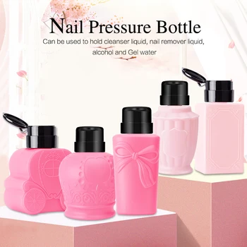 

230ML Empty Pump Liquid Alcohol Press Nail Polish Remover Cleaner Bottle Dispenser Make Up Refillable Container Manicure Tools
