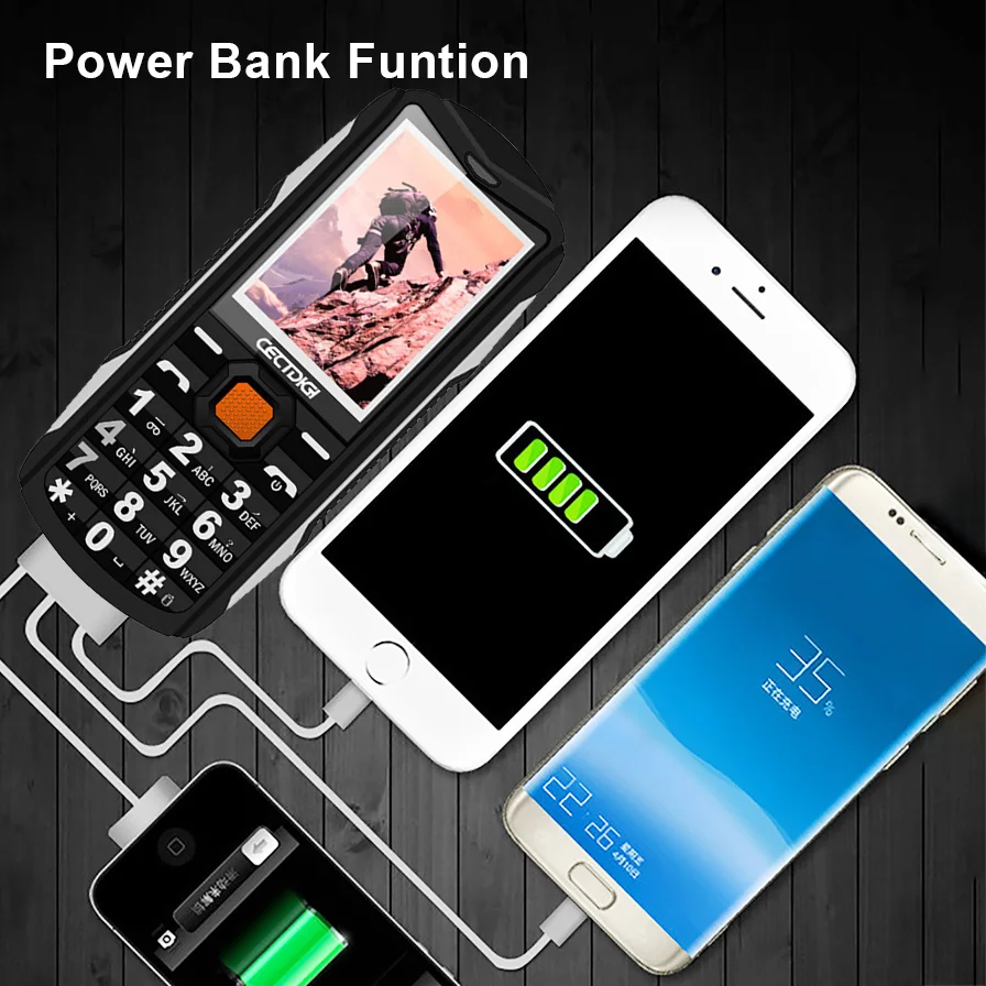 Антенна ТВ телефон Cectdigi 200 двойная Sim прочный внешний аккумулятор Двойной фонарь