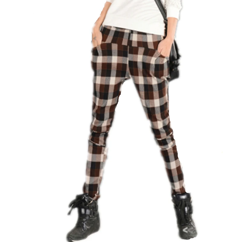 tartan trousers womens plus size
