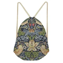 THIKIN William Morris Print Women Drawstring Bags Fashion Mini String Rucksacks for Female Reusable Storage Backpacks Wholesale