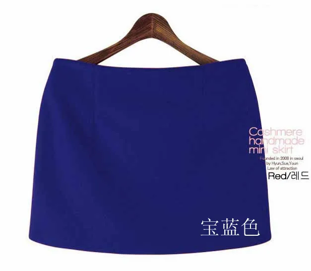 Danjeaner S-3XL осень зима женские шерстяные мини юбки корейская мода ярких цветов размера плюс повседневные юбки Облегающие юбки-карандаш - Цвет: blue