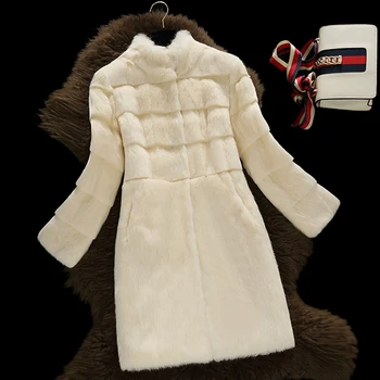 

Top quality natural rabbit fur coats women stand collar wave cut real fur coat outerwear autumn winter plus size S - 6XL