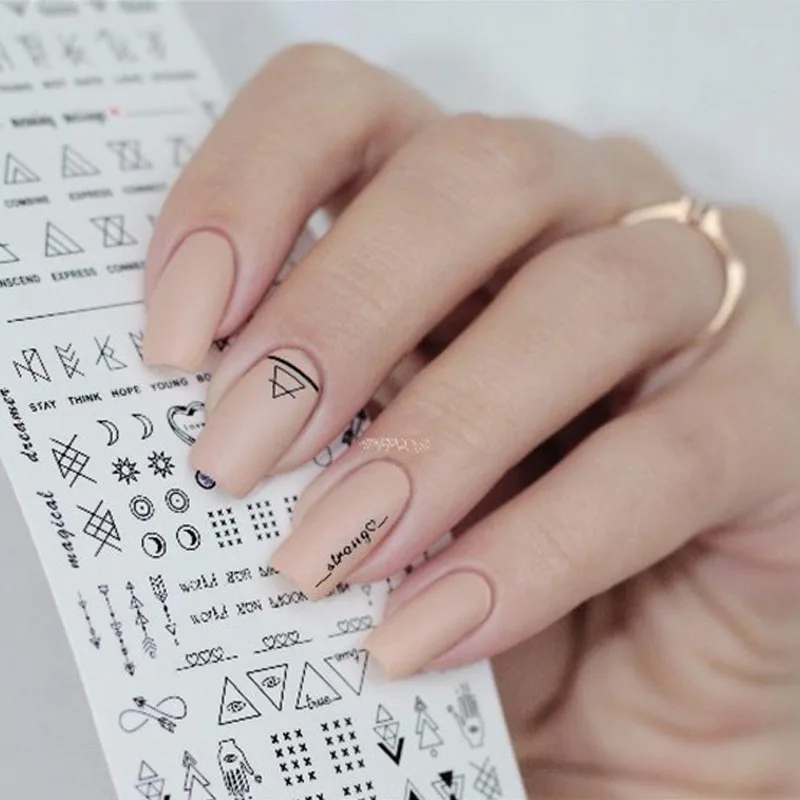 

1 Sheet Nail Stickers Water Transfer Stickers Geometric Designs Stickers Decals Nail Tips For Nail Art DIY Decoration