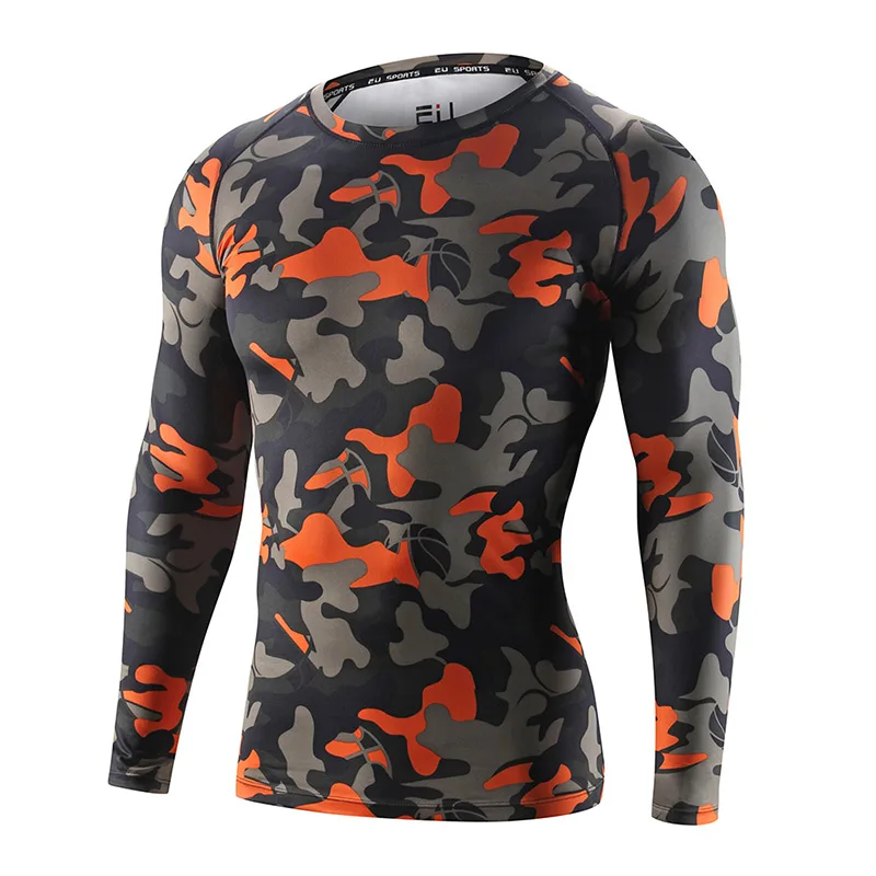 2 pieces lot Top Quality Men Compression T shirt Breathable Dry Fit Sport Camo Tees