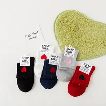 Женские носки, Осень-зима, 5 пар, длинные носки для девочек, хлопок, губы, сердце, женские модные милые носки для женщин