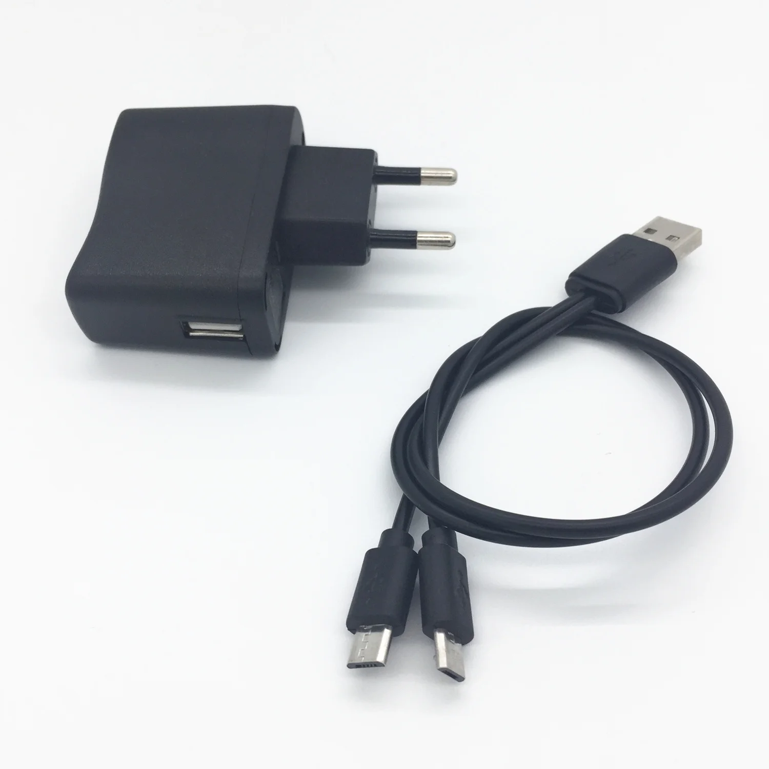 Штепсельная Вилка US/AU/EU/UK+ 1 фут 20 см USB штекер для 2x Micro Y разветвитель зарядный кабель для двух сотовых телефонов двойной Micro Usb черный