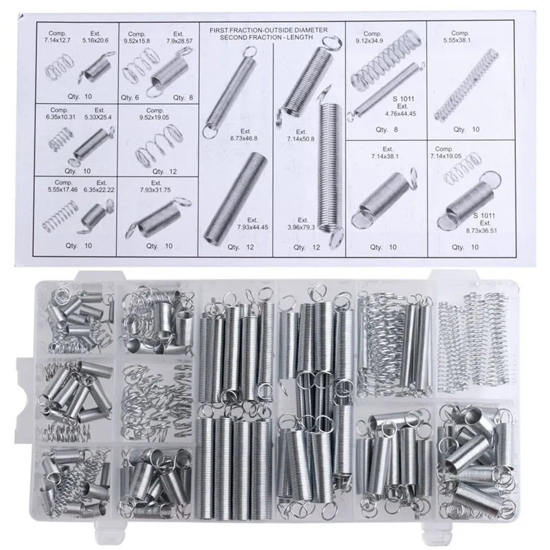 200PCS/set Flexible springs 20 Sizes Practical Metal Tension/Compresion Springs Assortment spring stack