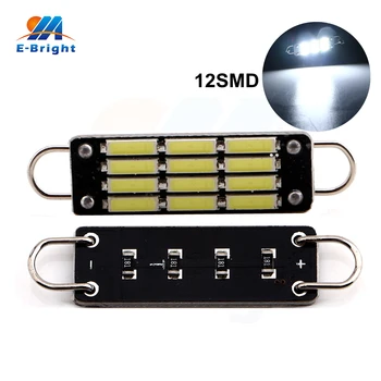 

20X 100X 44mm 12V White 7014 12 SMD LED White 6500-8000K Bulbs Double Tips Festoon Light Car Dome Ceiling Reading Lights Replace