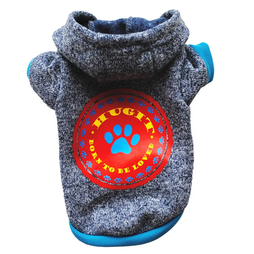 Зимняя куртка с капюшоном для собак, теплая мягкая вязаная жилетка для собак, свитер для маленьких и средних собак, костюм собаки чихуахуа 40JA16 - Цвет: Серый