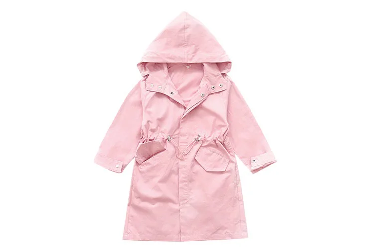 2 colors hooded long jackets for girls outerwear & coats clothing children long sleeve pockets kids trench coat autumn 2017 tops 4 5 6 7 8 9 10 11 12 13 14 15 16 Years old little big girls pink khaki long hooded coats clothes (5)