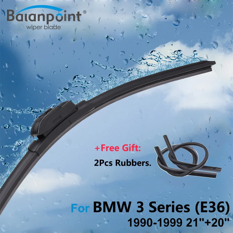 2Pcs Wiper Blades + 2Pcs Soft Rubbers for BMW 3 Series (E36) 1990 1999