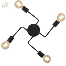 Vintage Wrought Iron 4 Heads Multiple Rod Ceiling Lamp Creative Retro Nostalgia Cafe Bar Ceiling Light,CL06